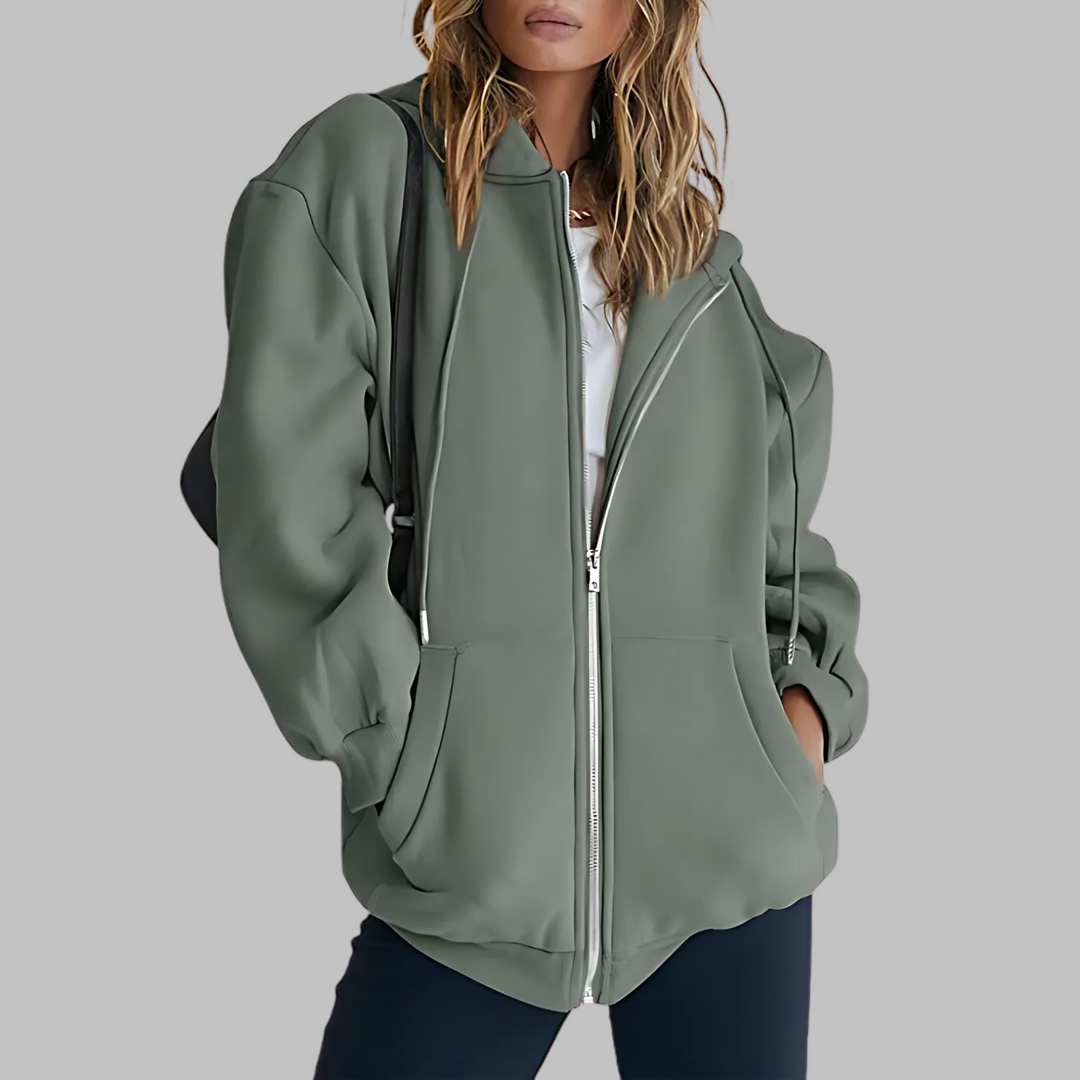 DARA™ - Classic Zip Up Oversized Hooded Jacket